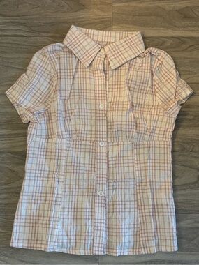 Pink Plaid Short-Sleeve Button-Up Shirt RUNS SMALL